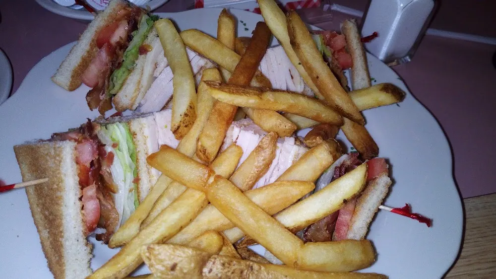 Turkey Club and French Fries